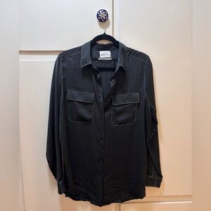 Urban Outfitters Black Button-Down Shirt with Contrast Stitching